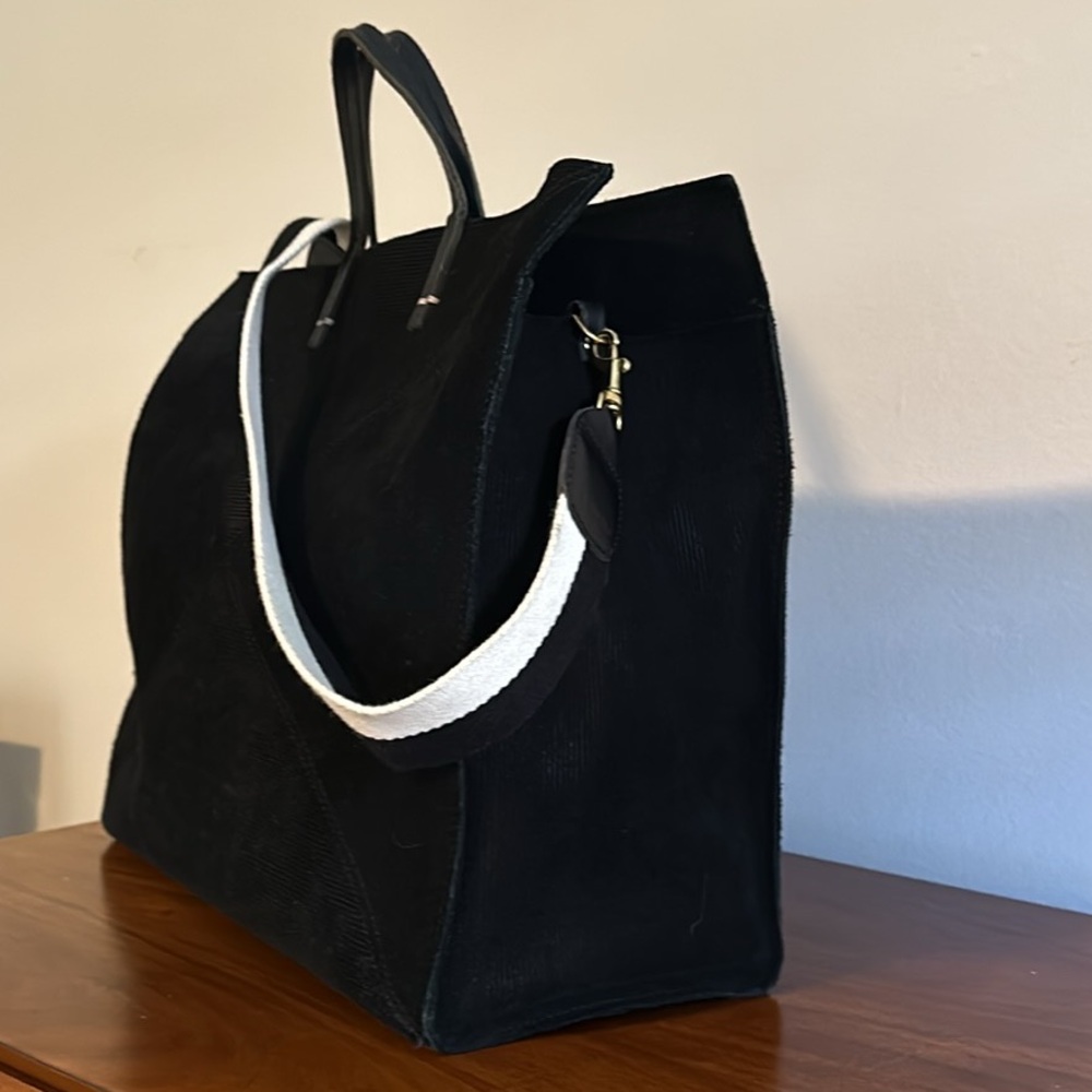 Clare V Black suede simple tote